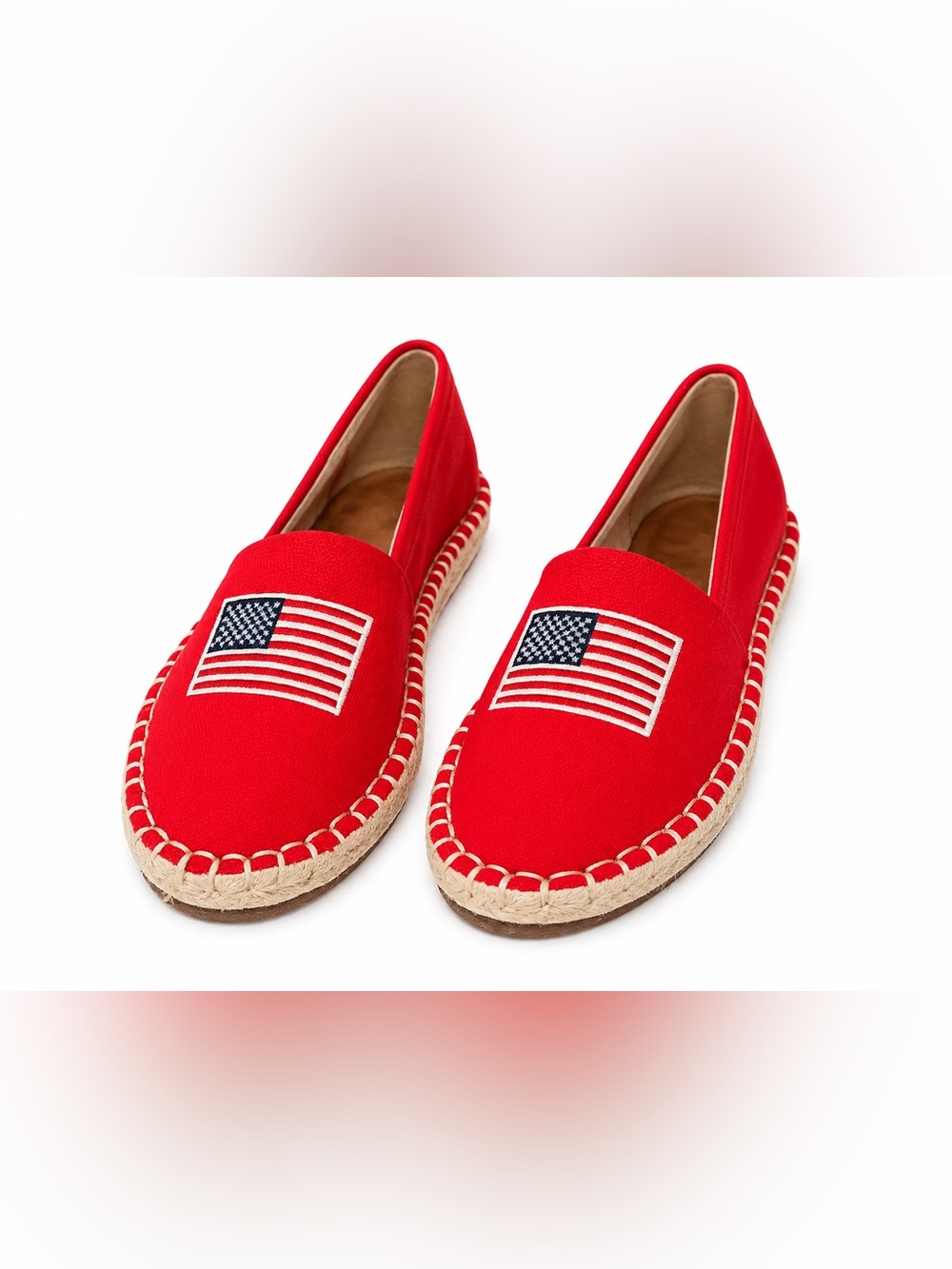 Maurice's Size 6.5 Red Espadrilles with American Flag Embroidery